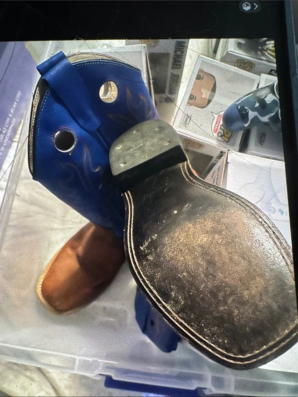 Men's Blue and Brown Western Cowboy Boots